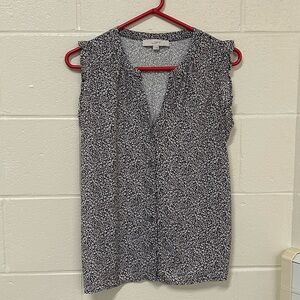 74. LOFT Brown and White Patterned Blouse